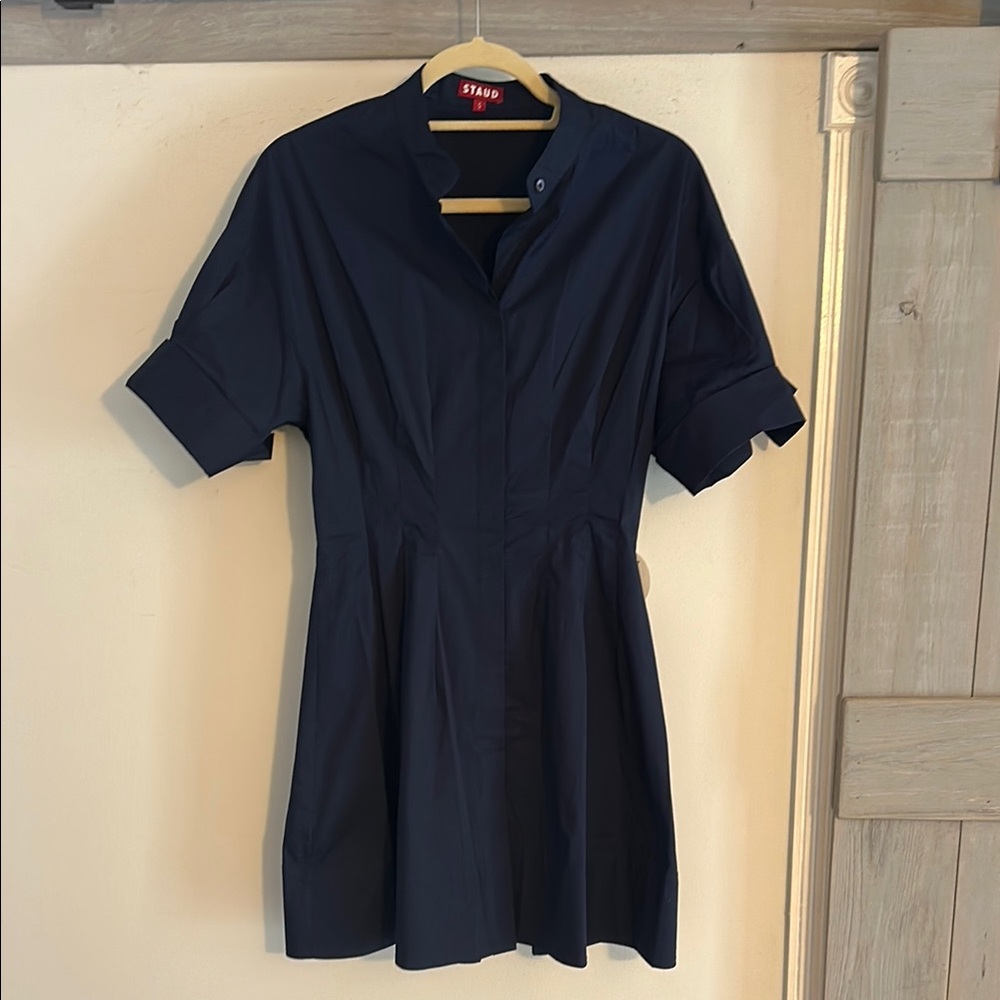 STAUD Navy Mini Lorenza Dress